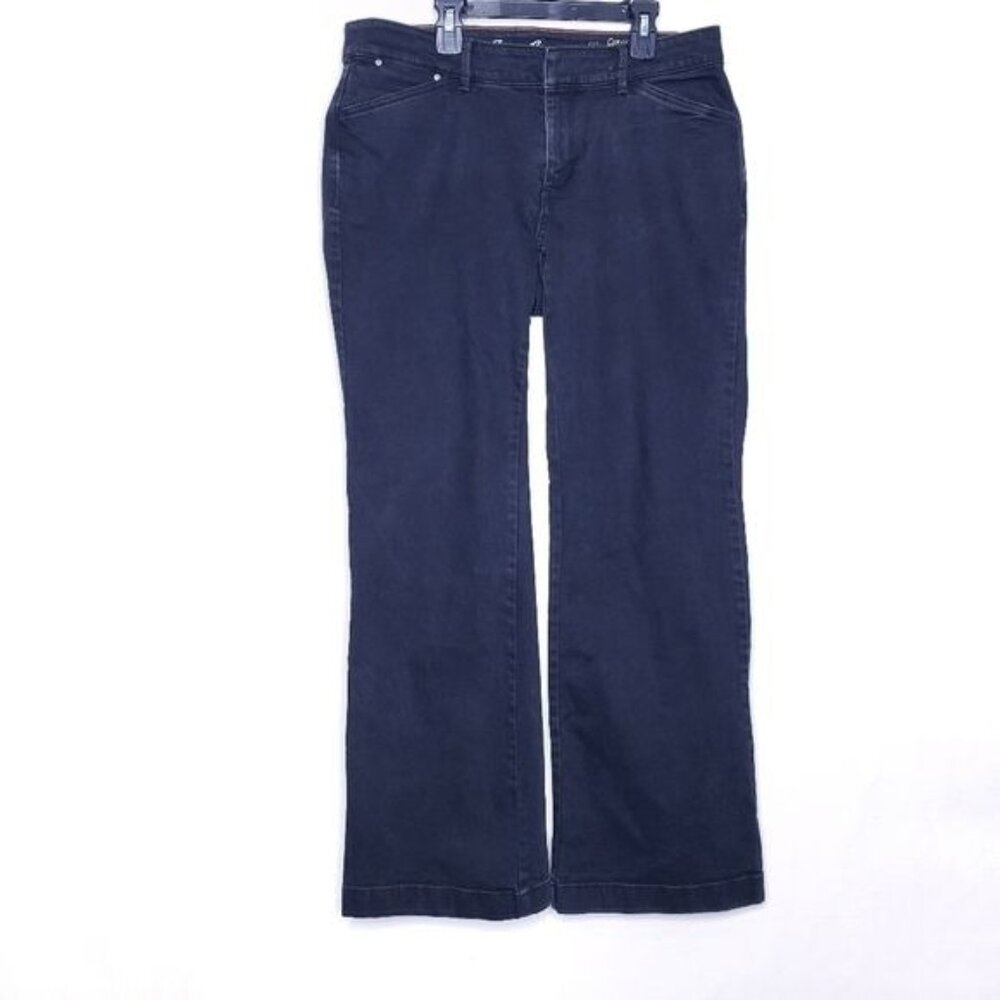 Eddie Bauer Black Denim Curvy Trouser Pants Flare Jeans Women's Size 10